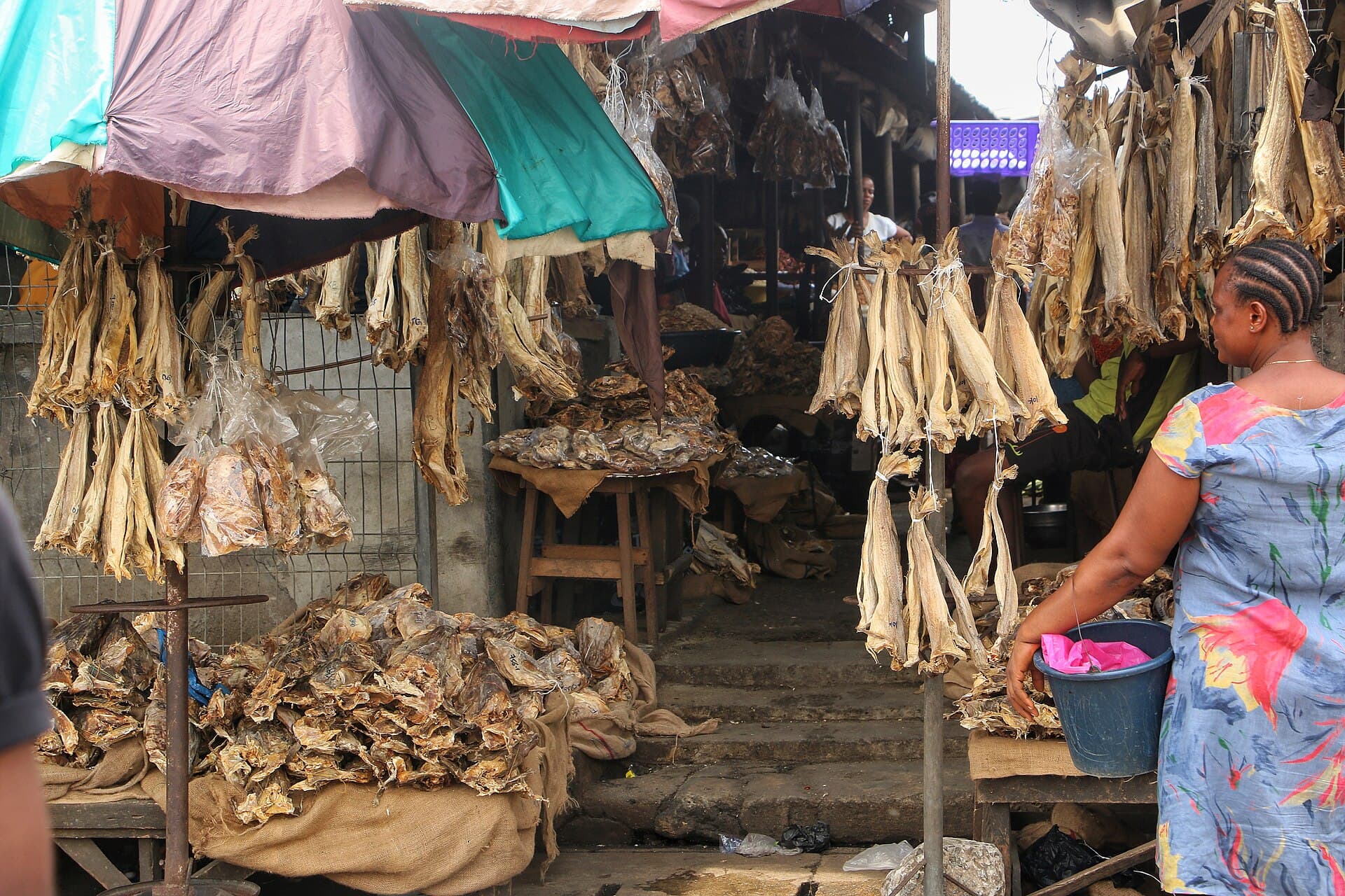 Okporoko at the stockfish stall